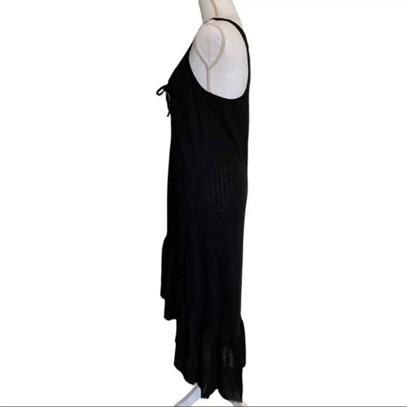 Denim & Supply Ralph Lauren Black Jersey Knit Maxi Dress Oversized Ruffle Hem - Picture 9 of 11